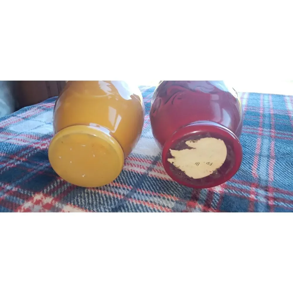 Vintage AVON 'Spring Bouquet' Fragranced Vase Lot Of 2 Red & Amber